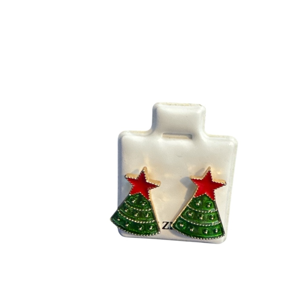 4 Festive Earrings Set - Red, Green, Gold 4 pairs - Picture 5 of 5